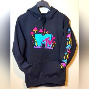 MTV Groovy Mushroom Chenille Patch Adult Unisex Hoodie Size Small